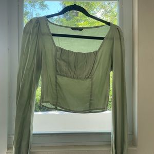 Green long sleeve blouse
